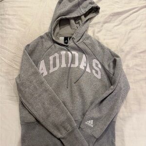 Adidas Women's Grey and White Hoodie Size XS
